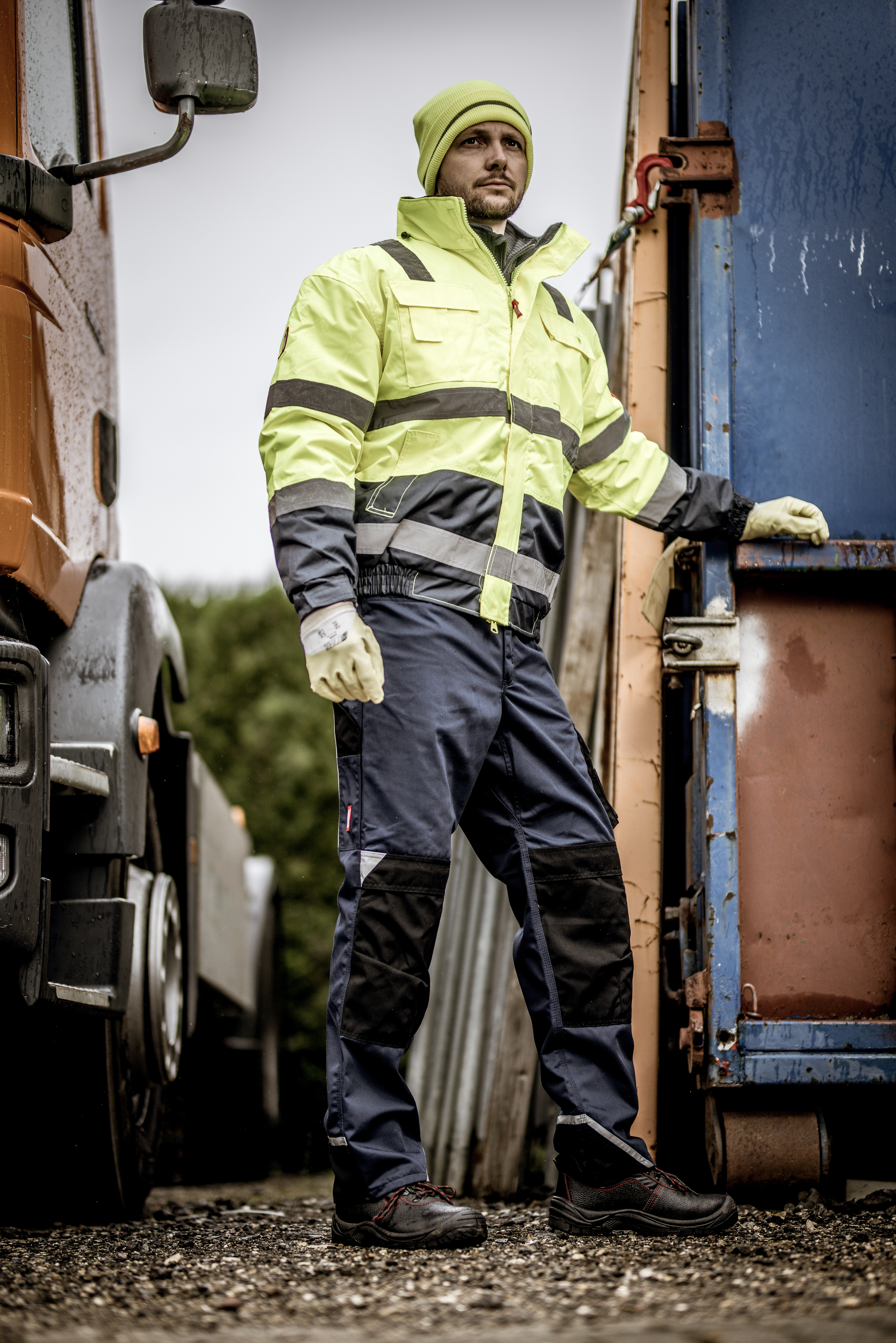 NITRAS MOTION TEX VIZ, Warnschutz-Pilotenjacke, neongelb / marineblau, EN ISO 13688, EN ISO 20471, EN 343