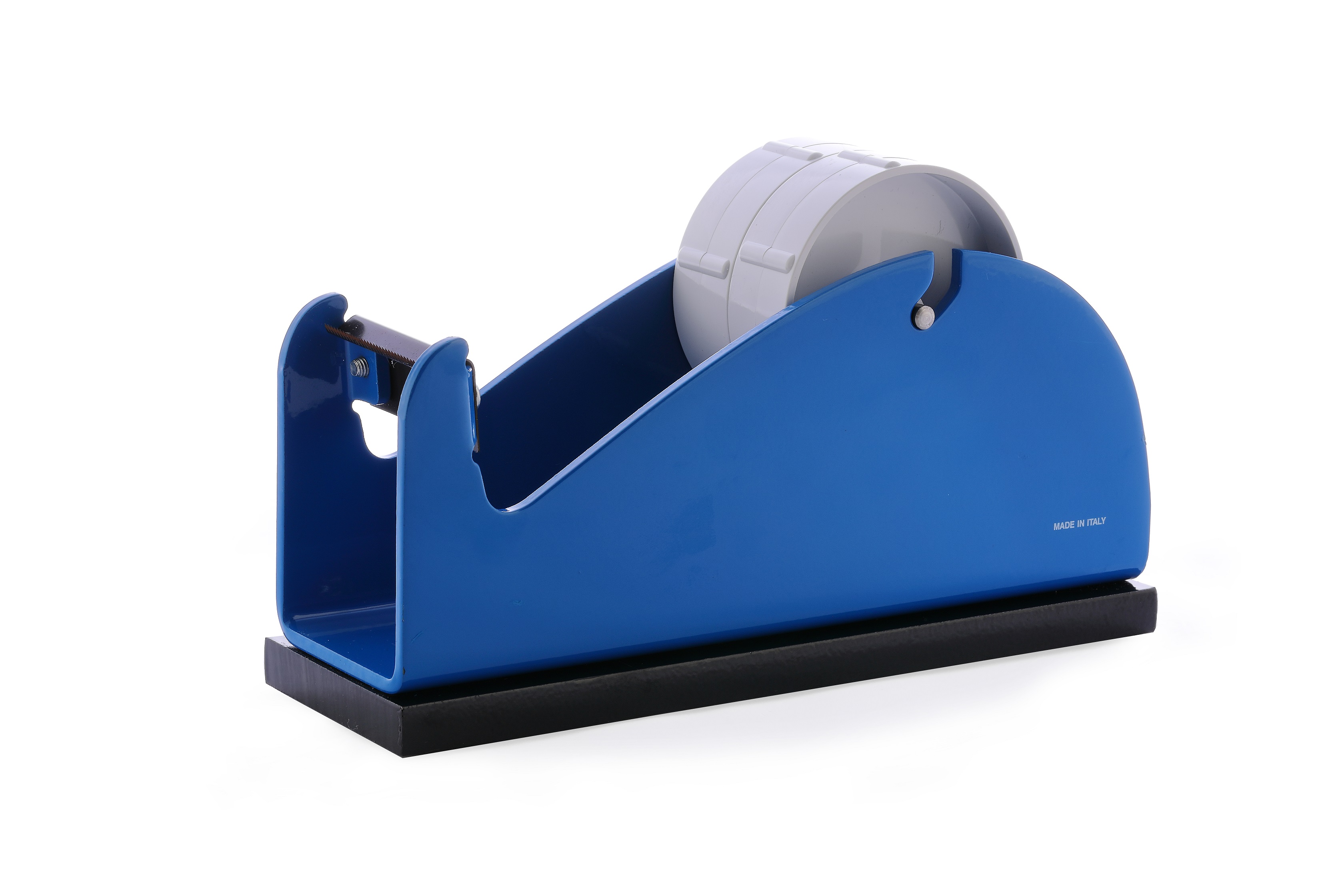 Klebeband-Tischabroller Blau, mit beschwerender Platte, für 1-2 Rollen,2 x 25mm Bandbreite, 145mm Außendurchmesser