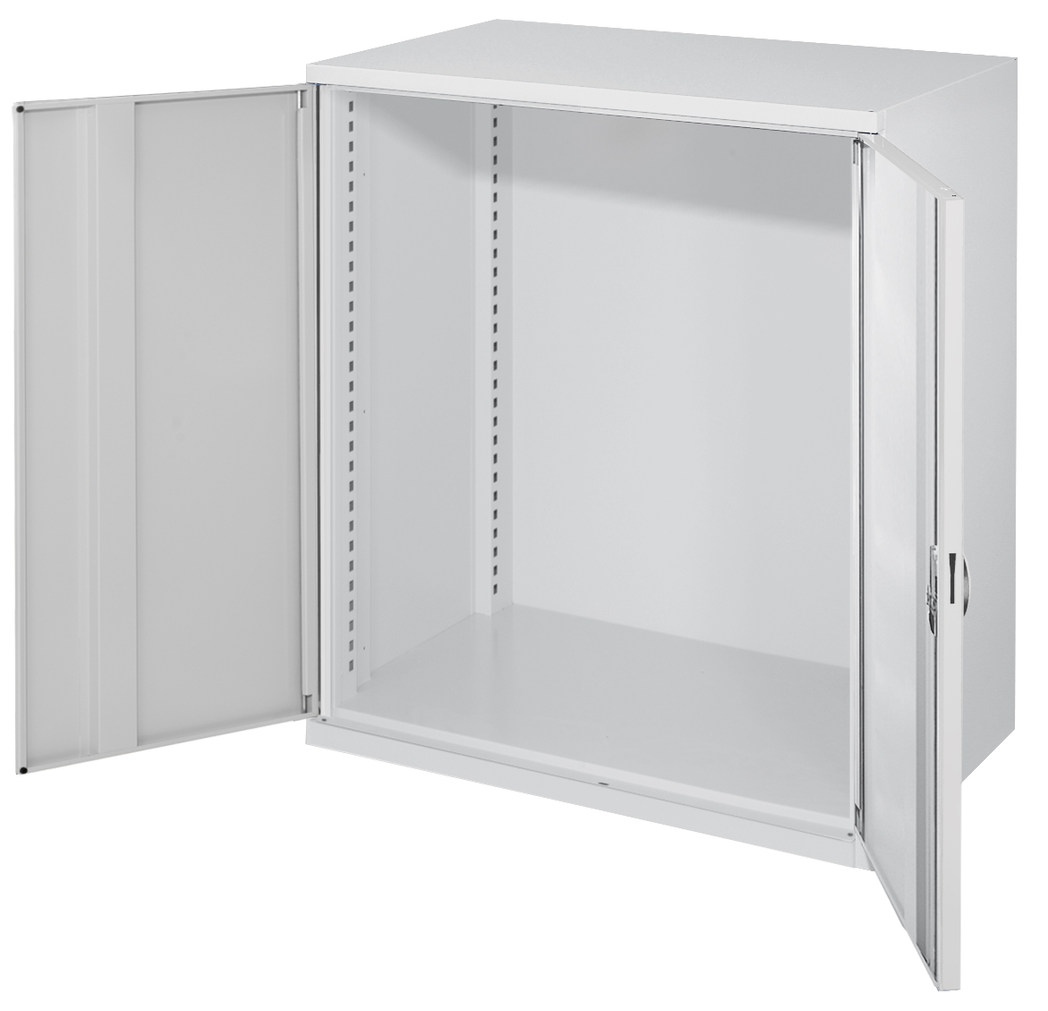 Schwerlast-Beistellschrank Mod 60 1110 x 1000 x 600 mm RAL 7035. Ohne Mitteltrennwand Leergehäuse Vollblechtüren.