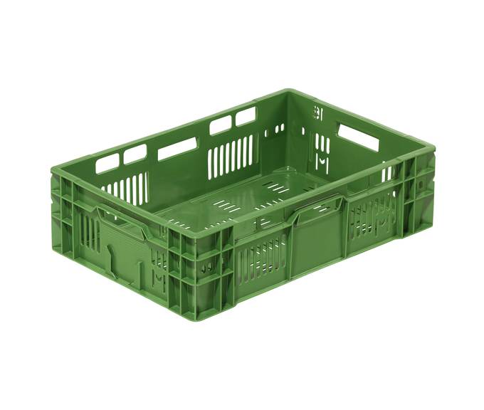 Behälter durchbrochen, offener Griff, 600x400x170 mm, Farbe grün