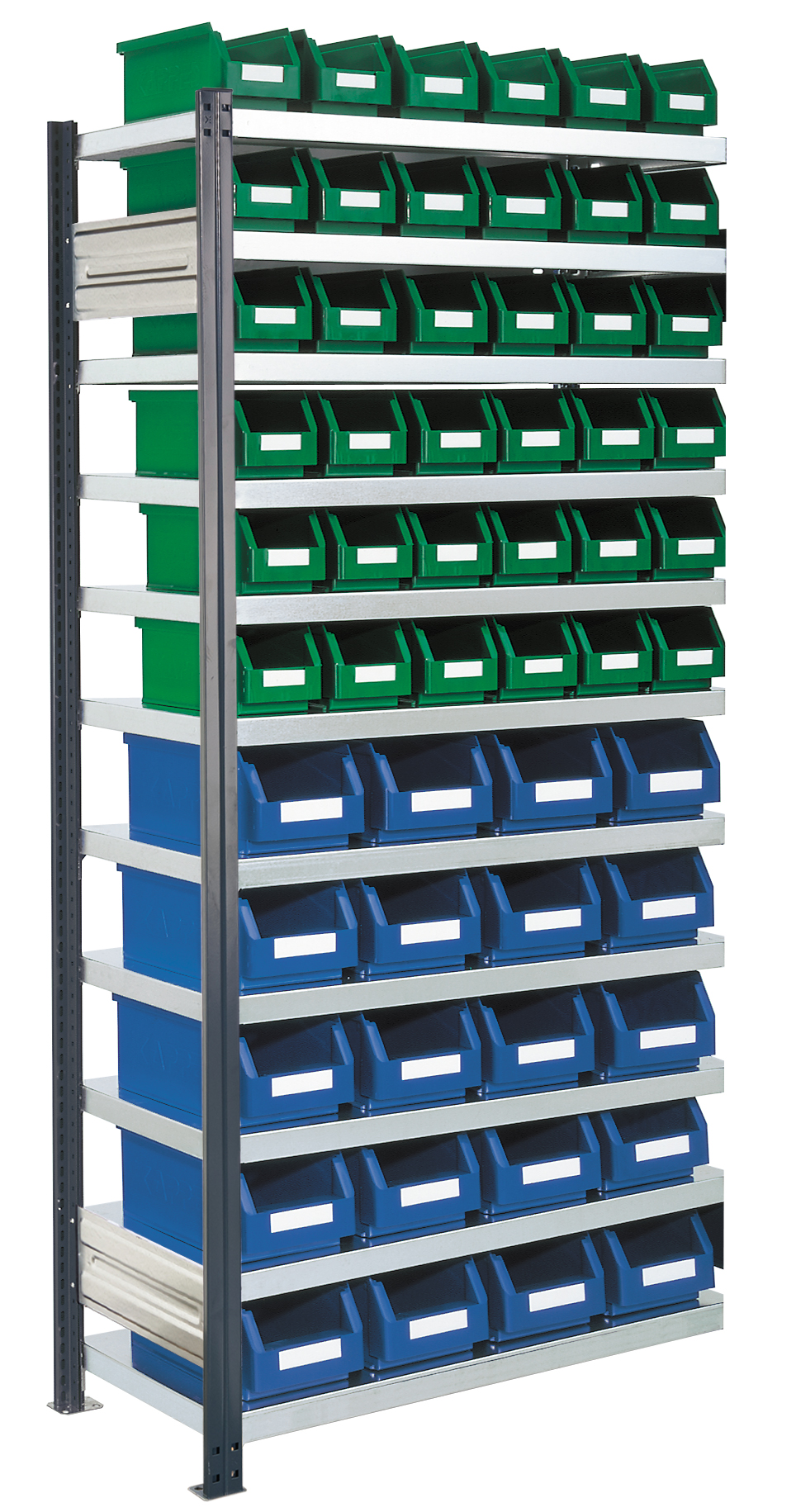 ®RasterPlan Steckregal mit Lagersichtkästen Mod 14 2000 x 1000 x 400 mm AF RAL 7016. Inklusiv 20 x Größe 4 36 x Größe 5.