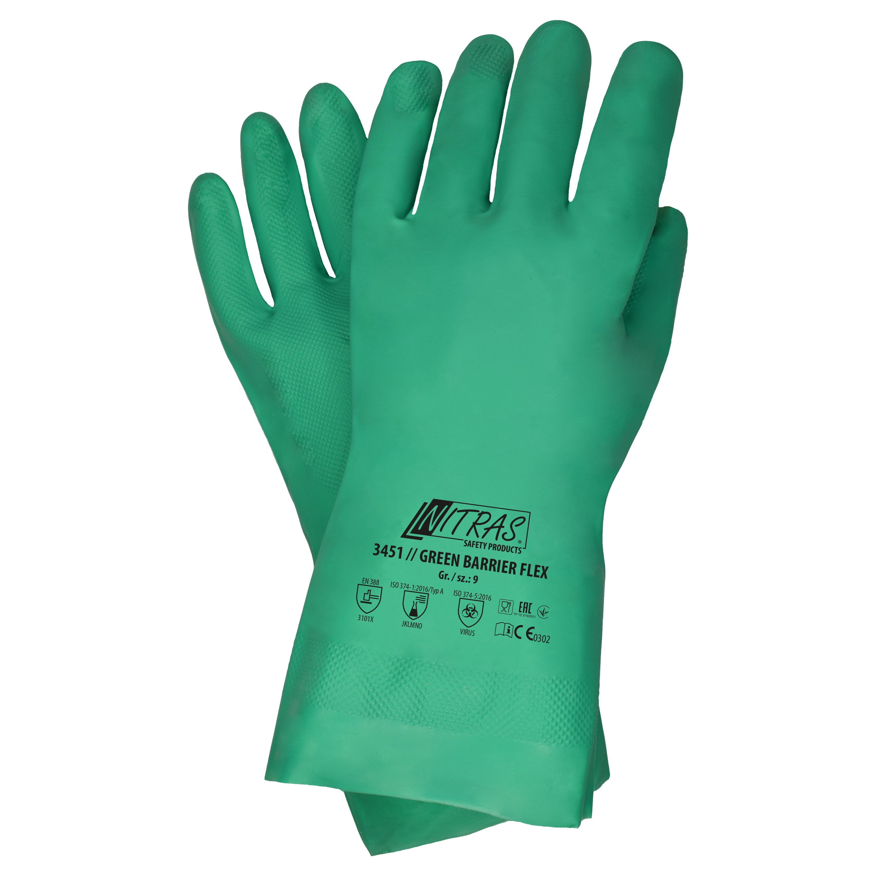 NITRAS GREEN BARRIER FLEX , Chemikalienschutzhandschuhe, grün, EN 388, EN ISO 374