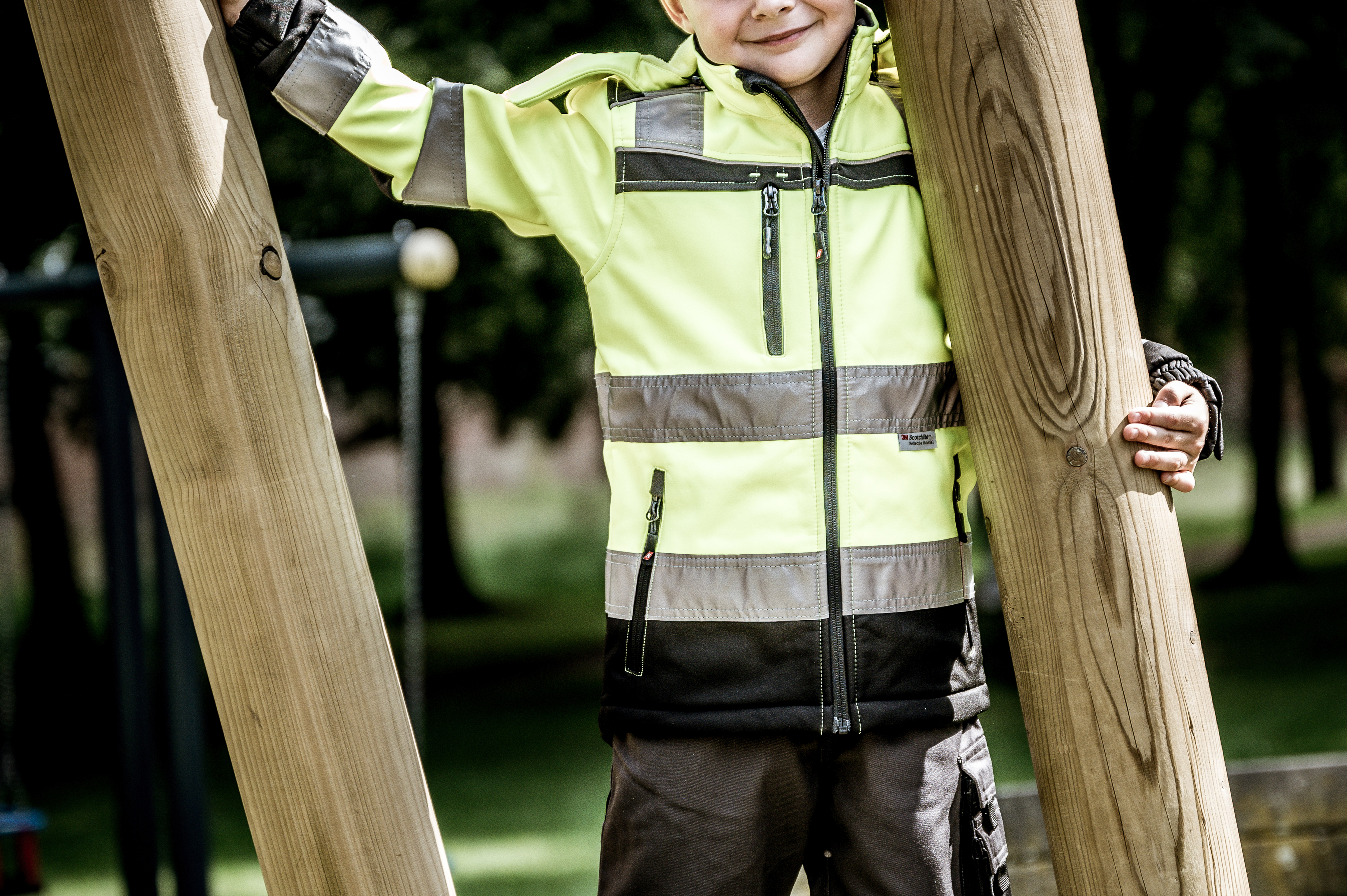 NITRAS MOTION TEX KIDS, Warnschutz-Softshelljacke, neongelb / schwarz, EN ISO 13688, EN 1150