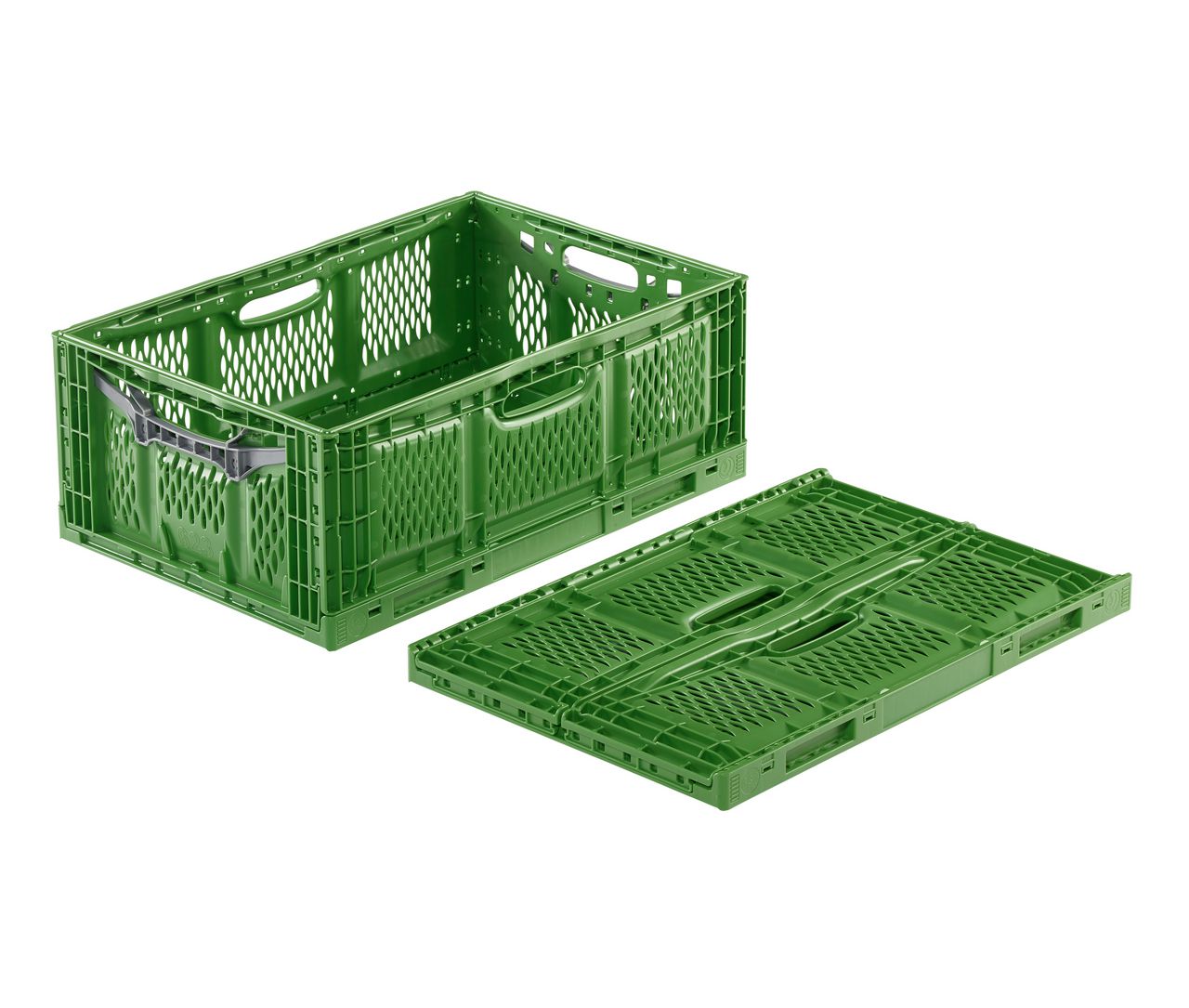 GEMÜSE-KLAPPKISTE KLAPPBOX Clever Fresh Box ADVANCE, 600x400x230 mm, Seiten/Boden durchbrochen  Farbe: grün