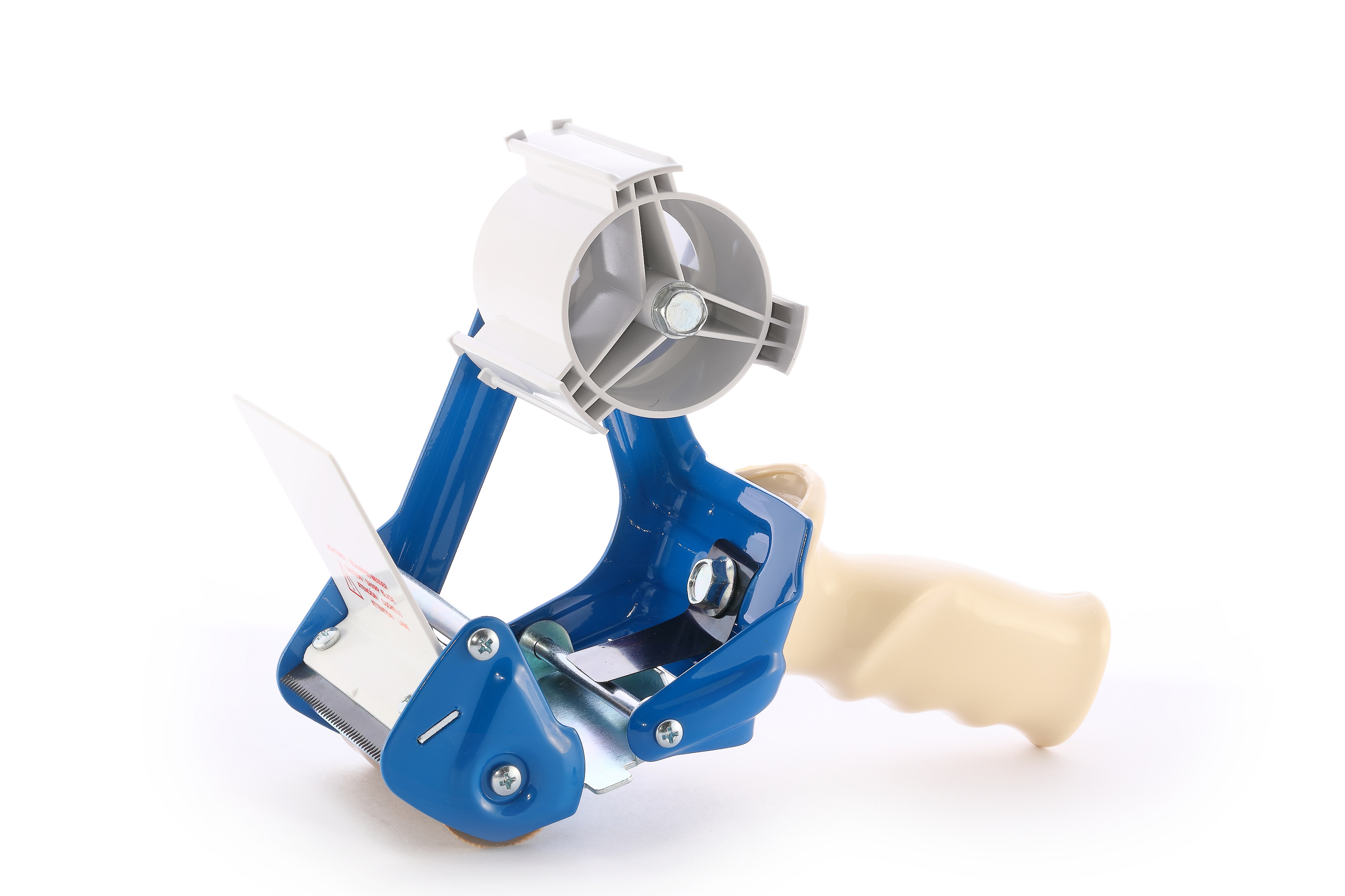 Professioneller Handabroller für Filament-Klebebänder Blau mit Abrollbremse, 75mm Bandbreite, 175mm Außendurchmesser