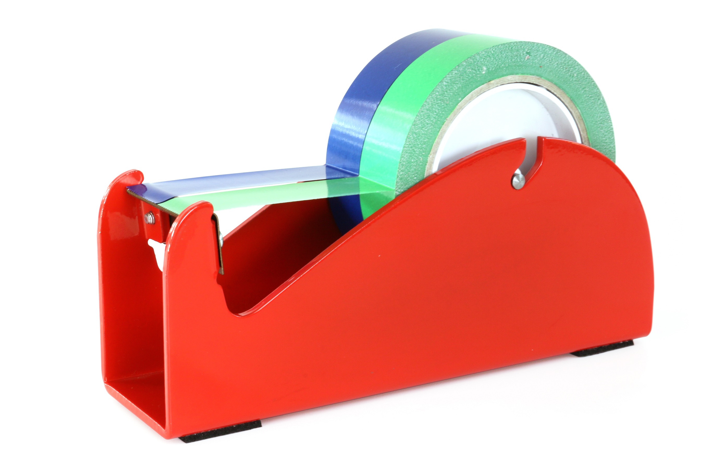 Klebeband-Tischabroller Rot, mit Klemme, für 1-2 Rollen, 2 x 25mm Bandbreite, 145mm Außendurchmesser