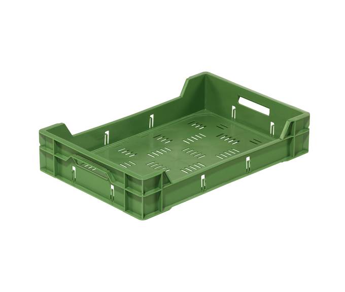Behälter durchbrochen, offener Griff, 600x400x120 mm, Farbe grün