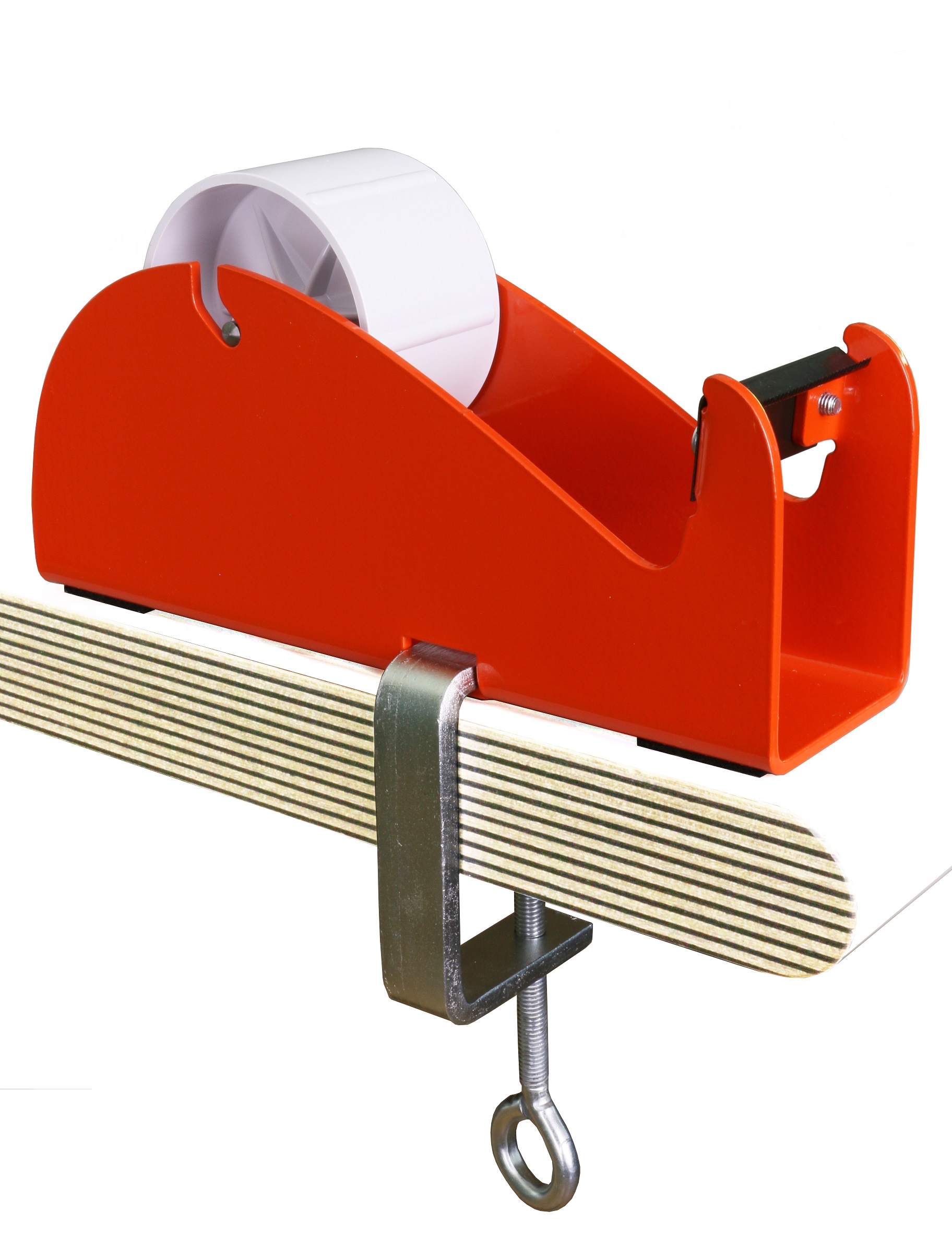 Klebeband-Tischabroller Rot, mit Klemme, 50mm Bandbreite, 145mm Außendurchmesser