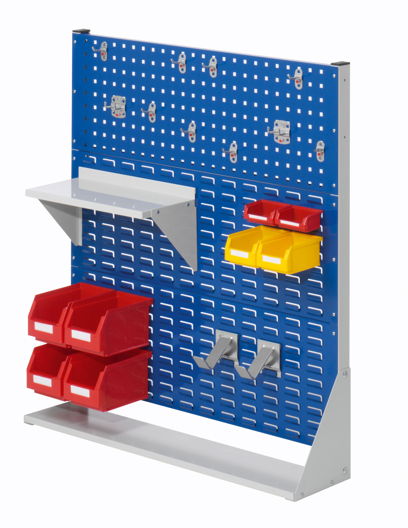 ®RasterPlan Stellwand Gr. 3 einseitig H1100 x B1000 x T240 mm RAL 7035/5010. 1 x Werkzeughaltersortiment 10-teilig,1 x Stahlboden 450 mm 2 x Dornträger 4 x Lagersichtkästen Größe 6 2 x Lagersichtkästen Größe 7 2 x Lagersichtkästen Größe 8.