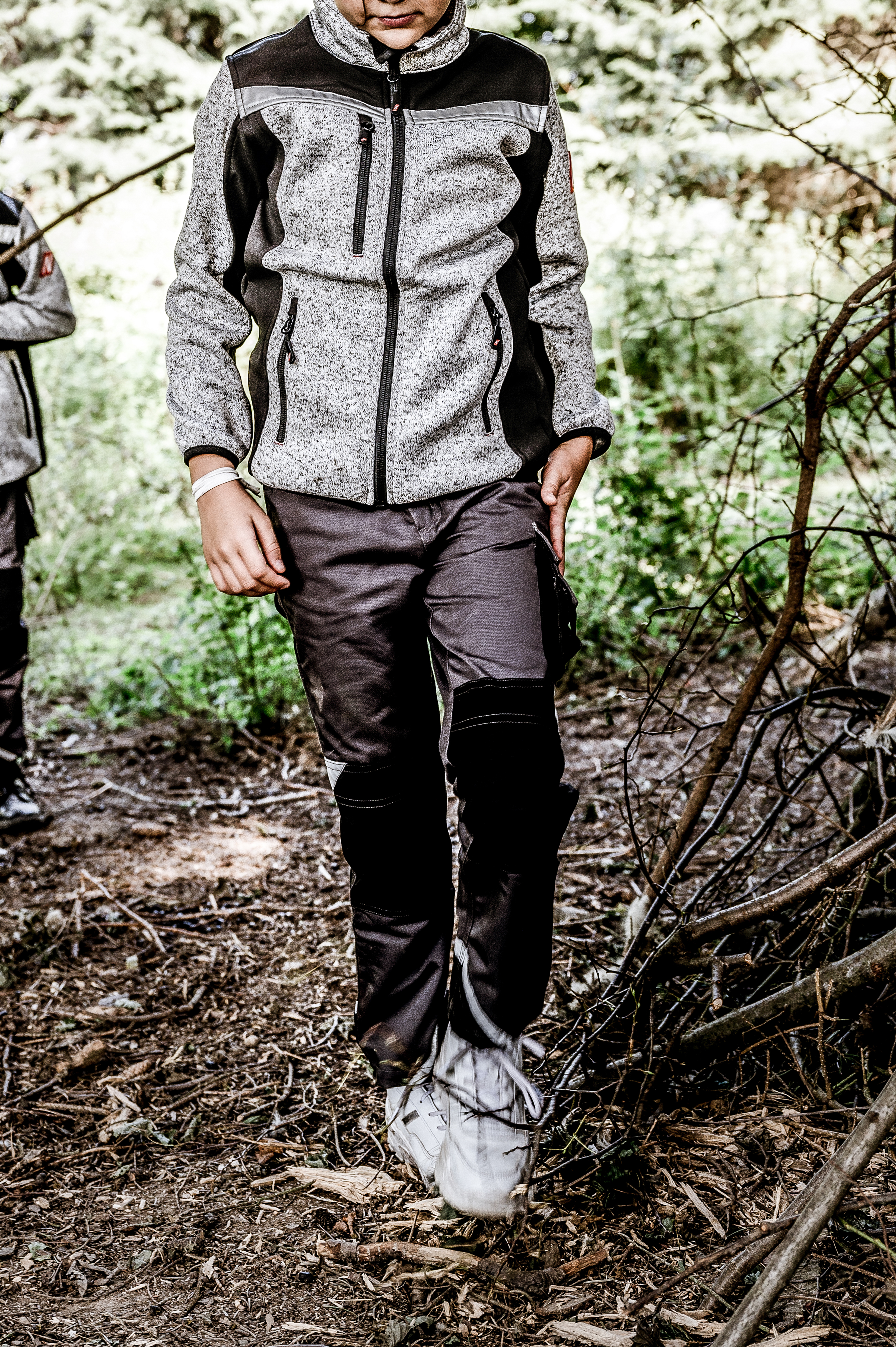 NITRAS MOTION TEX KIDS, Strick-Softshelljacke, hellgrau / schwarz