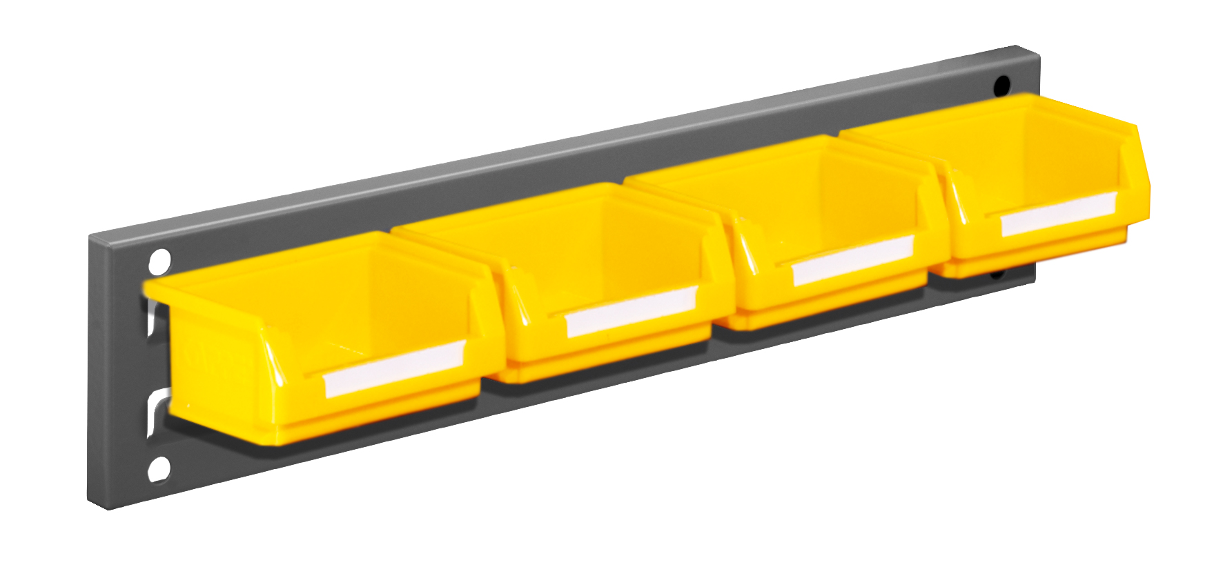 ®RasterPlan Wandschiene Schlitzplatte Set 1 L 460 mm x H 100 mm RAL 7016. 4 x Lagersichtkästen Größe 8.