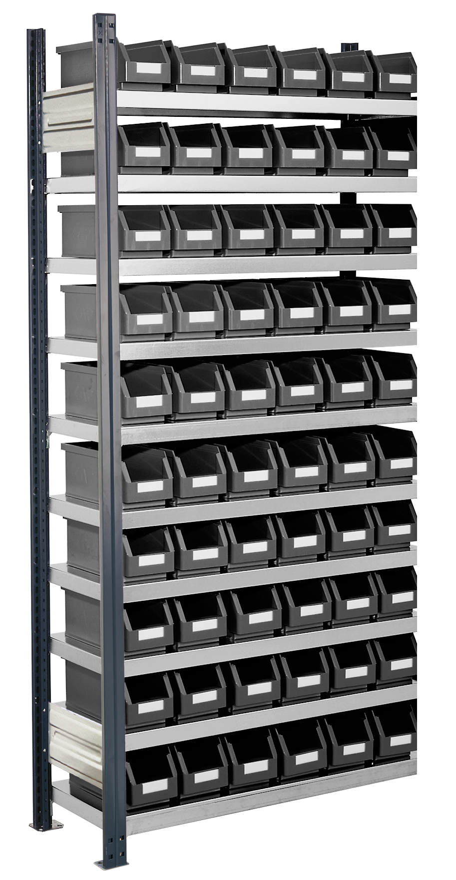 ®RasterPlan Steckregal mit Lagersichtkästen Mod 11 2000 x 1000 x 300 mm AF RAL 7016. Inklusiv 60 x Größe 6.