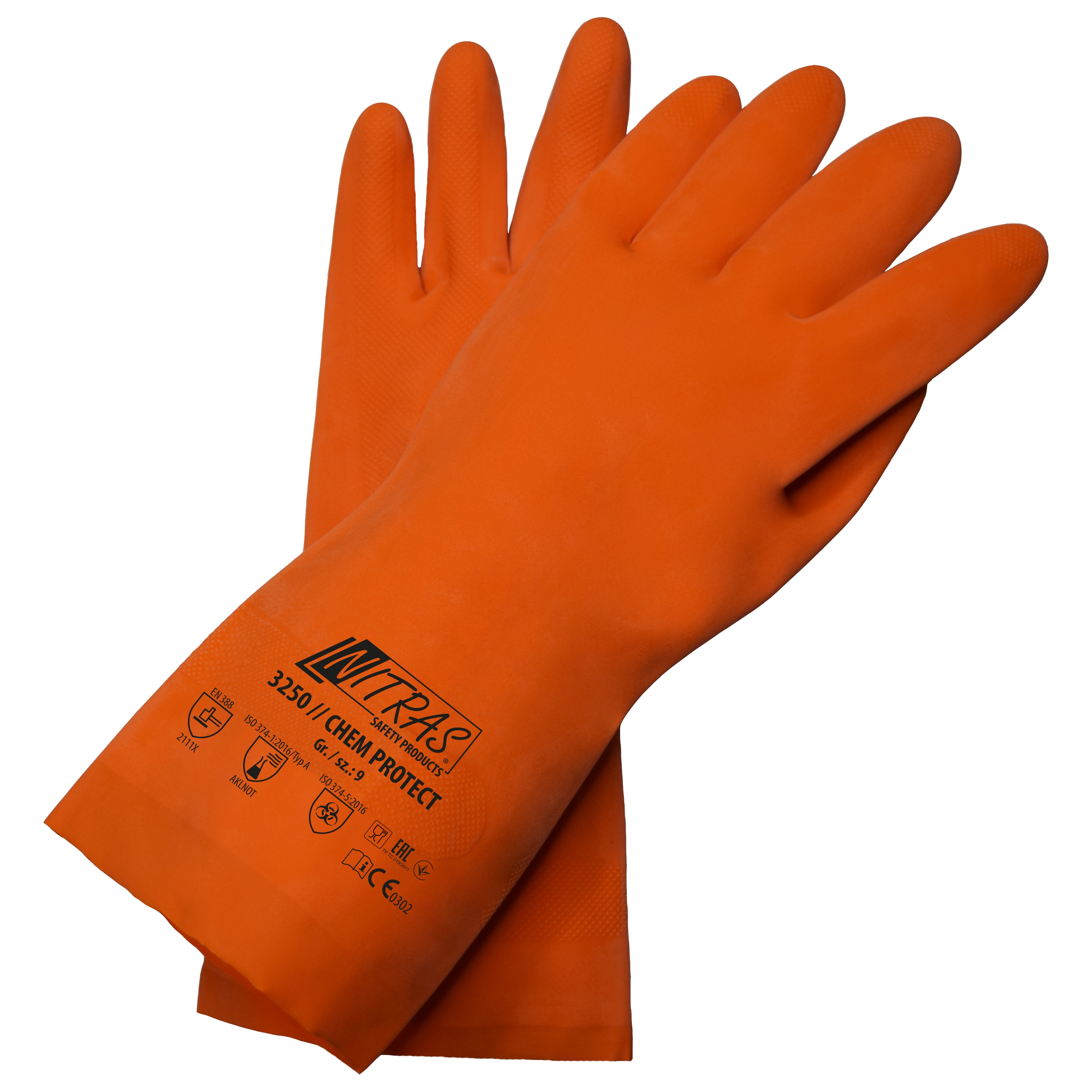 NITRAS CHEM PROTECT, Chemikalienschutzhandschuhe, orange, EN 388, EN ISO 374