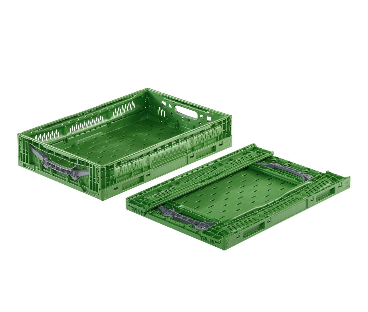 GEMÜSE-KLAPPKISTE KLAPPBOX Clever Fresh Box ADVANCE, 600x400x120 mm, Seiten/Boden durchbrochen  Farbe: grün