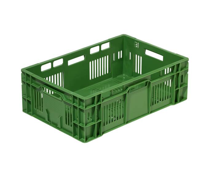 Behälter durchbrochen, offener Griff, 600x400x200 mm, Farbe grün