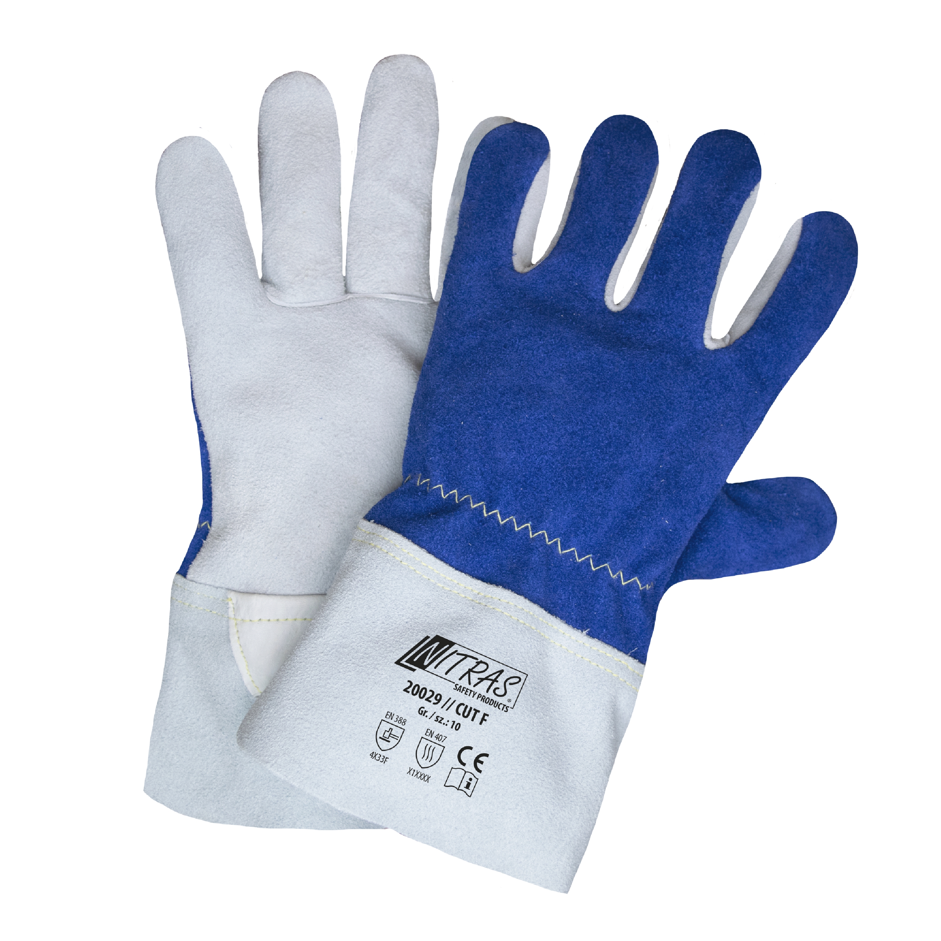 NITRAS CUT F, Schnittschutzhandschuhe, grau / blau, EN388, EN 407