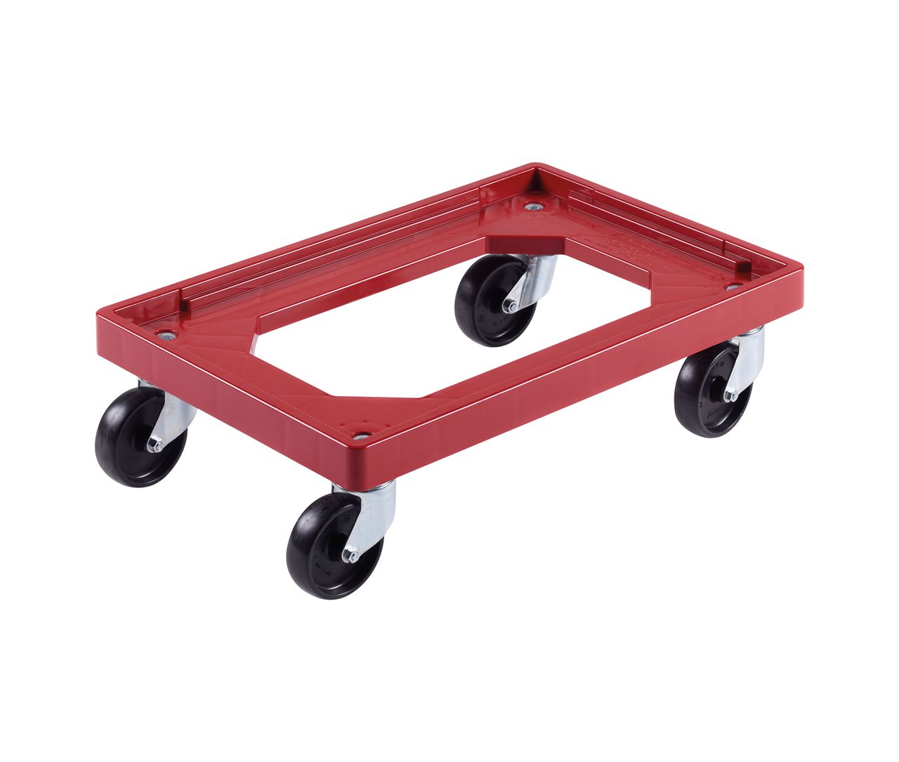 Transportroller / Transport-Rollwagen 600 x 400 x 180 mm - Mit Polyamidrädern, schwarz Farbe: rot, schwarz