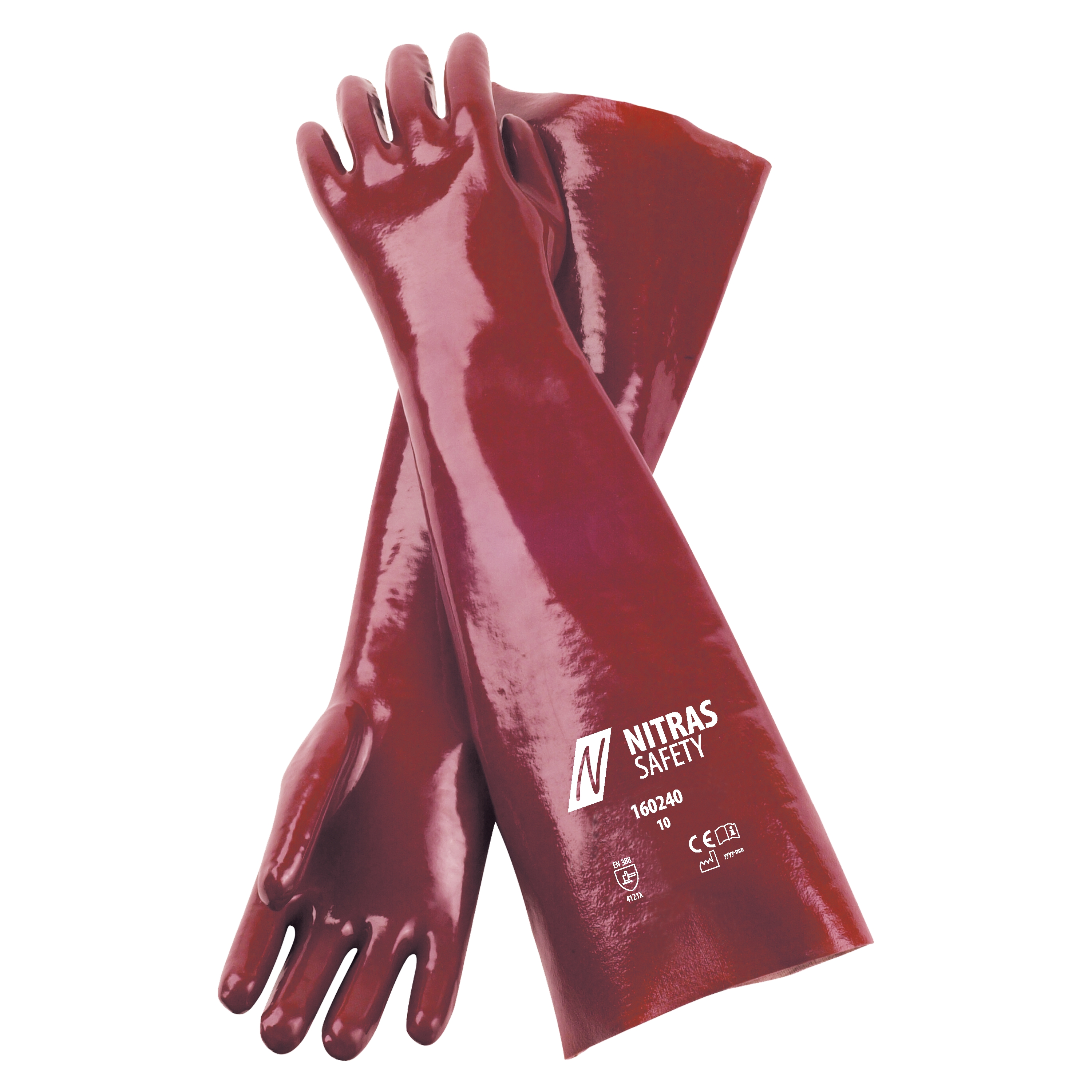 NITRAS PVC-Handschuhe, naturfarben / rot, EN 388