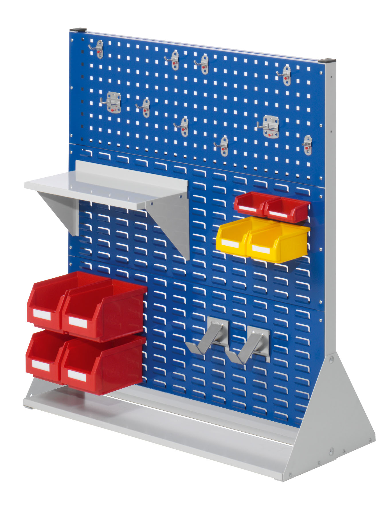 ®RasterPlan Stellwand Gr. 3 doppelseitig H1100 x B1000 x T430 mm RAL 7035/5010. 1 x Werkzeughaltersortiment 10-teilig 1 x Stahlboden 450 mm 2 x Dornträger 4 x Lagersichtkästen Größe 6 2 x Lagersichtkästen Größe 7 2 x Lagersichtkästen Größe 8.